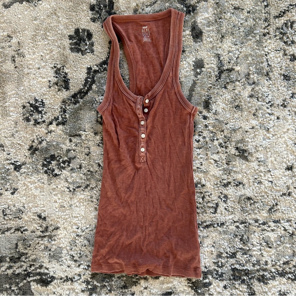 Aeri real soft “washed” raceback tank top